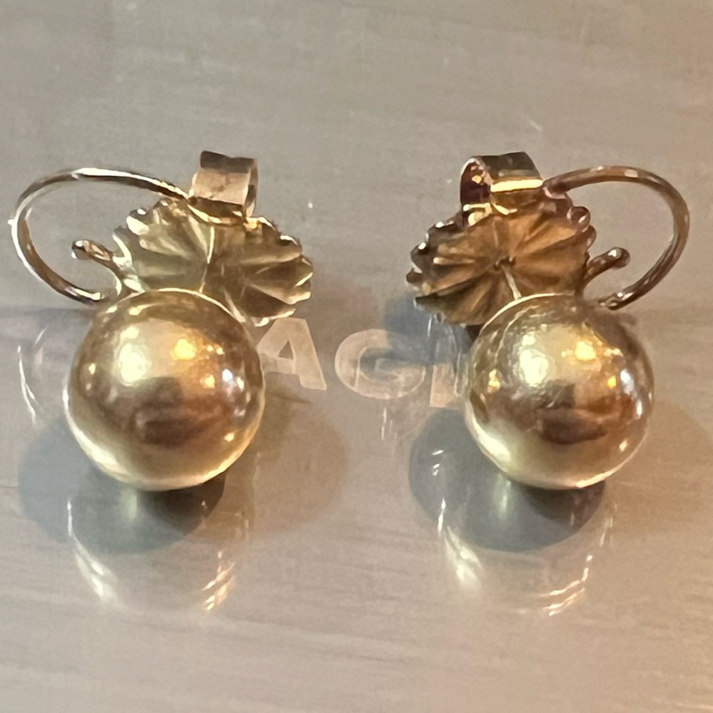 Vintage 14k Gold 9mm Large Ball Stud Earrings